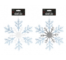 Silver & White Acrylic Glitter Snowflake 26cm