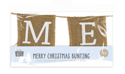 Merry Christmas Hessian Bunting 2m