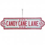 Candy Cane Lane Metal Sign 8x10cm