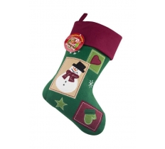 DELUXE PLUSH VINTAGE SNOWMAN CHRISTMAS STOCKING 40CM X 25CM