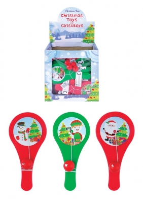 Christmas 12cm Paddle Bat & Ball X 96pcs (17P Each)