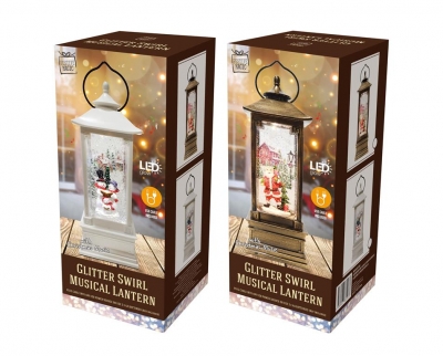 Christmas Glitter Swirl Musical Lantern LED ( Assorted )