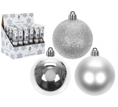 Christmas Bauble Decorations Pack Of 5 Silver 6cm