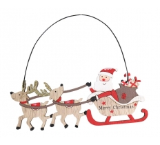 Hanging Decoration Santa Sleigh 2 Deers Sign