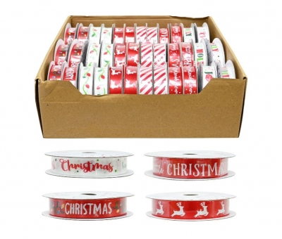 Christmas Ribbon 16Mmx2.7M Printed ( Assorted Designs )