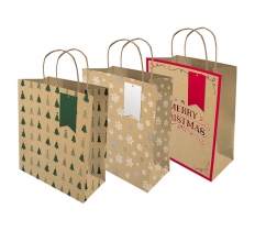 Christmas Large Foiled Kraft Gift Bag