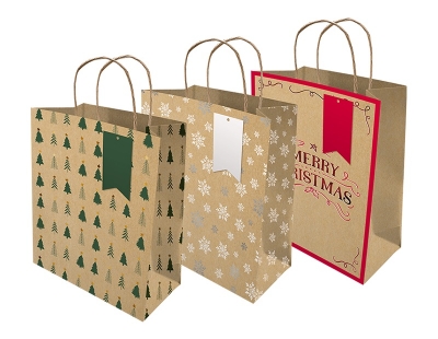 Christmas Large Foiled Kraft Gift Bag