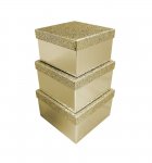 Gold Glitter Square Box 3 Piece