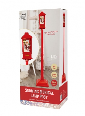 Christmas LED Musical Snowing Red Lampost 156cm