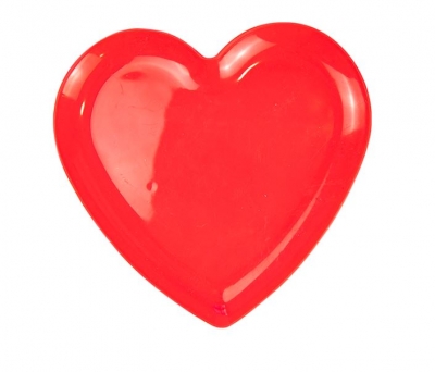 VALENTINE'S DAY RED PLASTIC HEART PLATE