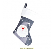 Charcoal Santa Christmas Stocking 40cm X 25cm