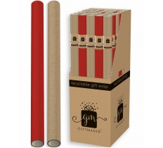Wrap 3m Red & Natural Ribbed Kraft