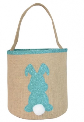 EASTER JUTE BUCKET WITH BLUE BUNNY