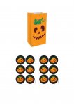 Halloween Pumpkin Paper Bags with Stickers x 12