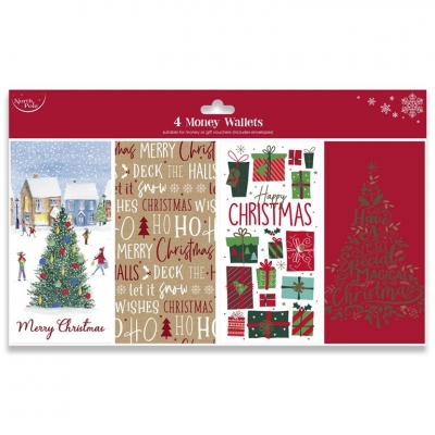 Christmas Contemp Money Wallet Polybag 4pk