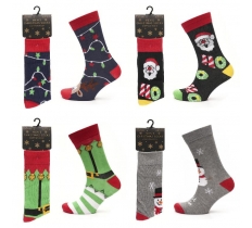 Mens Cotton Rich Christmas Design Socks