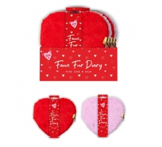 Valentine Heart Faux Fur Diary with Lock