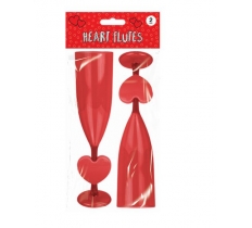 Valentines Day Plastic Heart Flutes 2 Pack