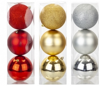 Baubles 12cm 3 Pack ( Assorted Colours )