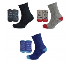 Mens Novelty Slogan Cosy Socks with Gripper