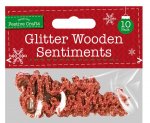 Glitter Wooden Sentiments 10 Pack