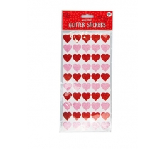 VALENTINE'S DAY GLITTER HEART STICKERS 50PK