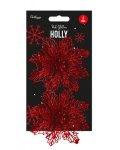 Red Holly Decoration 12cm - 2 Pack