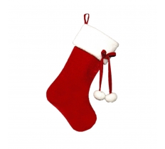 DELUXE PLUSH RED VELOUR 54CM STOCKING WITH POM POM TIES