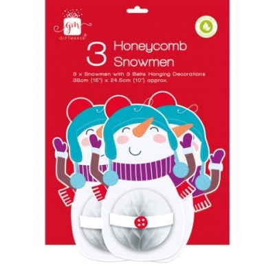 Christmas Honeycomb Snowman 3 Pack