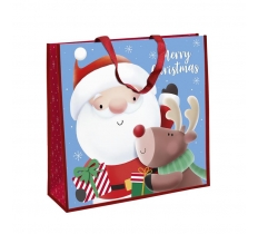 Christmas Santa & Reindeer Jumbo Square PP Woven