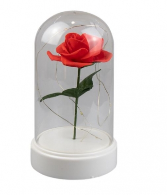 VALENTINE'S LED ROSE CLOCHE 19CM