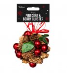 Pine Cone And Berry Cluster Decoration 9cm X 9cm X 9cm