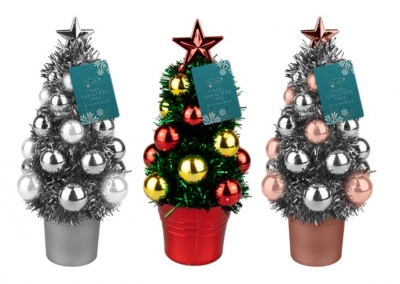 Tinsel Christmas Tree Decoration 19cm