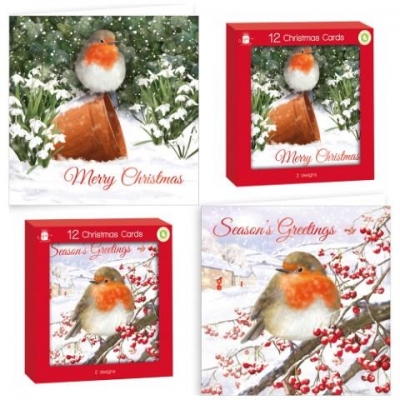 Square Traditional Robins 12 cards