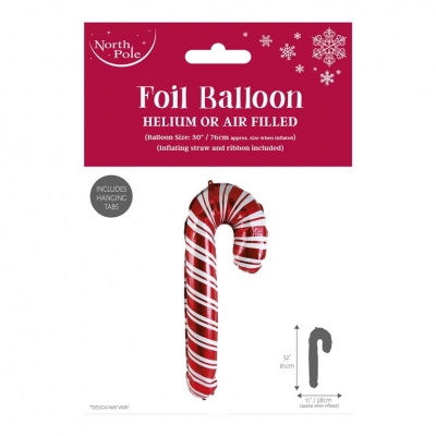 Christmas Candy Cane Foil Balloon 74X46cm