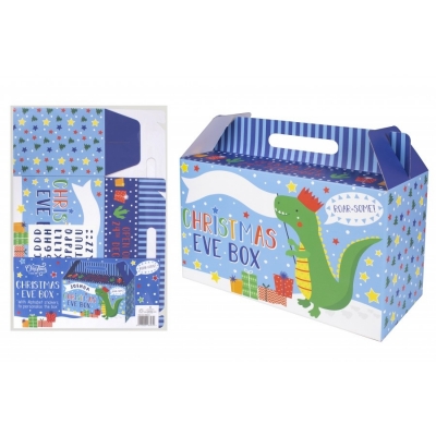 Blue Dinosaur Christmas Eve Box 34cm x 15.5cm x 20cm