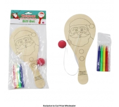 Christmas Santa Colour Your Own Paddle Ball Set