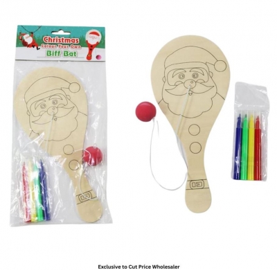 Christmas Santa Colour Your Own Paddle Ball Set