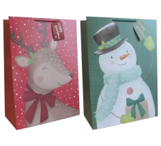 Gift Bag Christmas Reindeer/Snowman Jumbo (40.5 X 55.8 X 20.5cm)