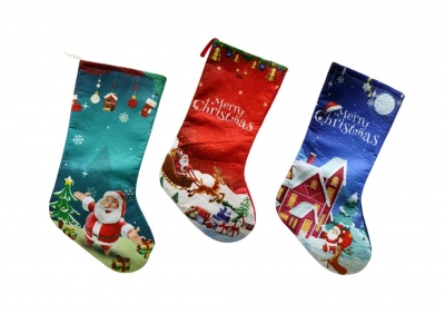 Printed Velveteen Stocking 26 x 43cm ( Assorted Designs )