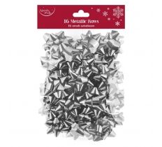 Christmas Silver Metallic Bows 16pk