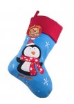 Deluxe Plush Blue Penguin Christmas Stocking 40cm X 25cm