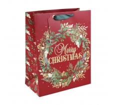 Christmas Embossed Wreath Large Bag