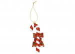 Hand Painted Check Candy Cane Hanging Decoration