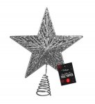 Silver Glitter Star Tree Topper 17cm Dia