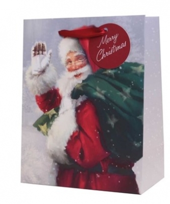 Christmas Gift Bag Traditional Santa Medium ( 18 X 23 X10cm)