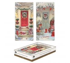 Christmas 12 cards Slim Boxed - Traditional Doors