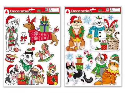 Glitter Pet Christmas Window Clings ( Assorted Styles )