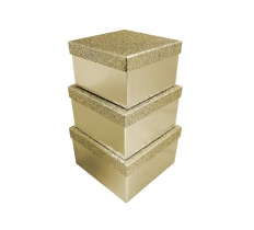 Gold Glitter Square Box 3 Piece