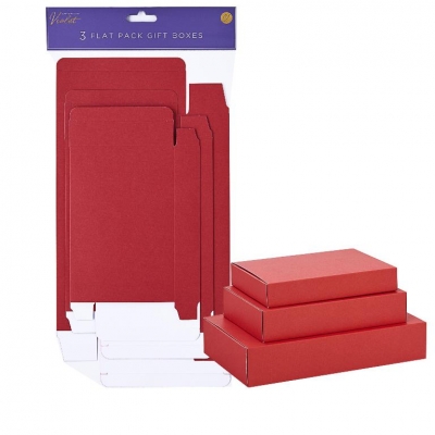 Red 3 Pack Flat Pack Box